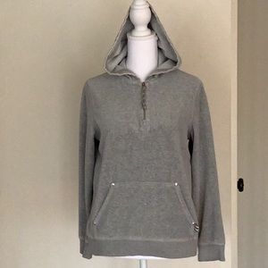 Liz Claiborne grey, hooded velour top.  Petite small